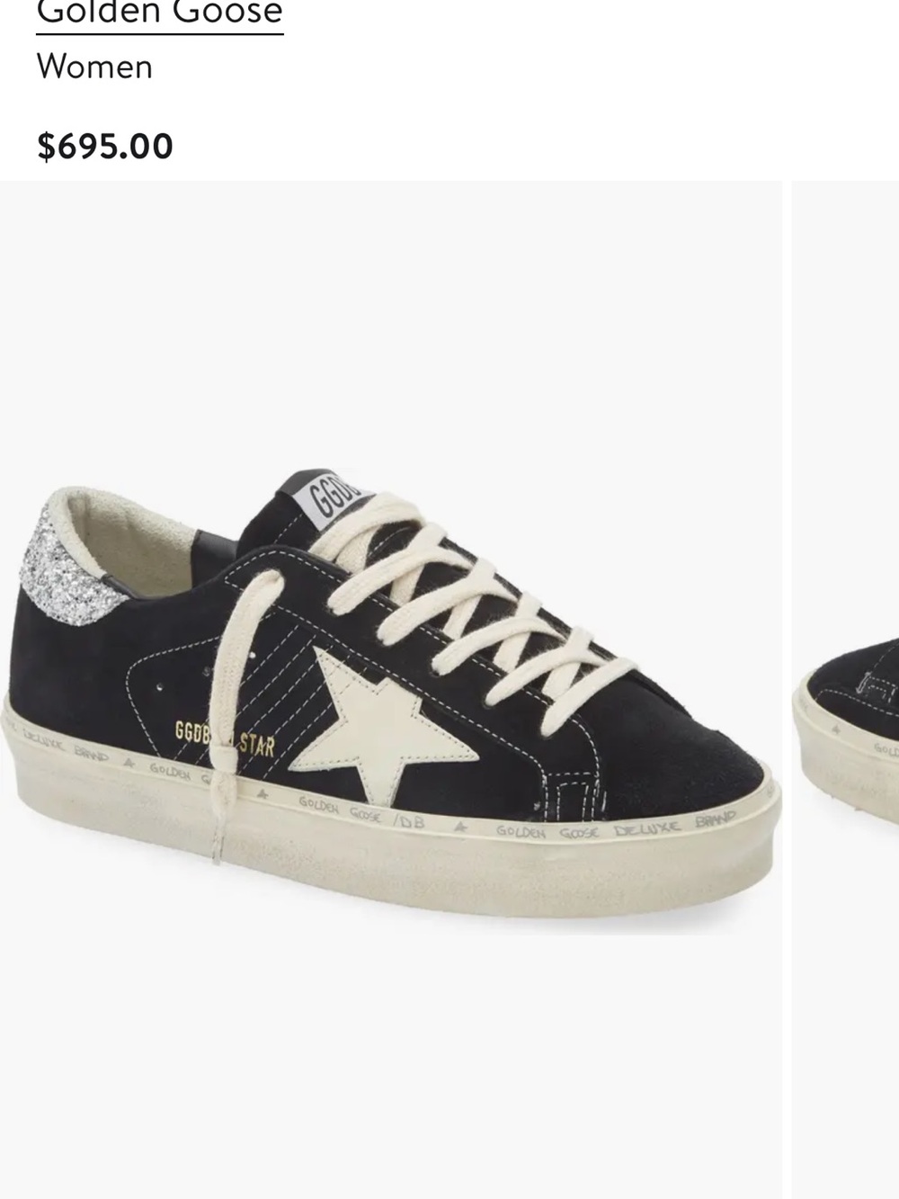 Golden Goose hi star Black Leather platform Sneaker silver Star and Silver Heel - Picture 6 of 7